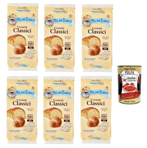 Italian Gourmet E.R. Kekse 6x Mulino Bianco Kuchen Cornetti Classici Croissant Snack ohne Konservierungszusätze Briosche 240g kekse + Italian gourmet polpa 400g 8076809525633