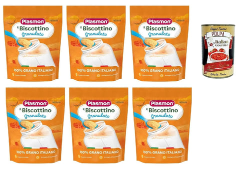 Plasmon Primi Mesi - Biscottino Granulato dal 6°Mese, 6 x 350g 6x Original italienisch inkl. Italian Gourmet Polpa 400g