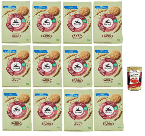 Italian Gourmet E.R. Kekse Alce Nero Frollini di Farro Dinkelkekse mit nativem Olivenöl extra 12x 300g + Italian Gourmet polpa 400g 8032804040014