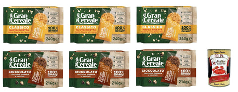 Italian Gourmet E.R. Kekse Barilla Mulino Bianco Gran Cereale Testpaket Kekse mit Haferflocken Dinkel und Gerste 3x 240g 3x 210g Biscuits Vollkornkekse mit Cereals Flocken ( 6 x 4 Kekse ) + Italian Gourmet polpa 400g 8076809577816