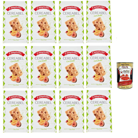 Campiello Cereabel con frutta, Kekse Müsli mit Früchte Cereebel Früchte, Cereal biscuits with fruit, cookies fur Frühstück 12x 220g inkl. Italian Gourmet polpa 400g Original italienisch