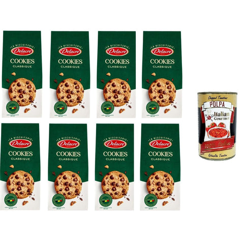 Delacre La Biscuiterie Cookies Classique La Biscuiterie Klassische Kekse 8x 136 g Original italienisch inkl. Italian Gourmet Polpa 400g