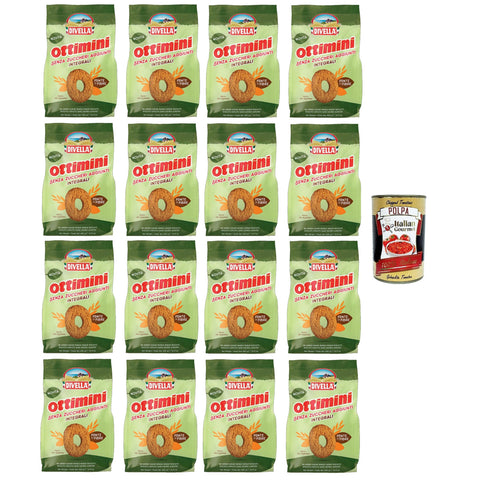 Divella Ottimini integrali senza zuccheri aggiunti Kekse Vollkorn ohne Zuckerzusatz 16x400gr Original italienisch inkl. Italian Gourmet Polpa 400g