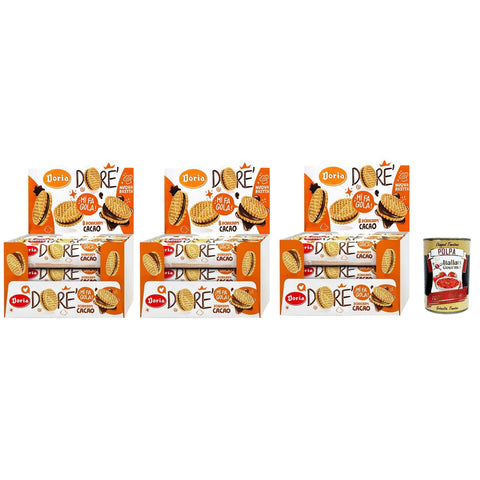Doria Dore' Biscotti Frollini con Ripieno al Cacao, Mürbeteig Kekse mit Kakaofüllung 20x75g Original italienisch