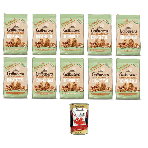 Galbusera CerealiG Granola und Mürbeteig mit Hafer, Walnüssen, Mandeln, Haselnüssen 10x280g inkl. Italian Gourmet polpa 400gr Original italienisch