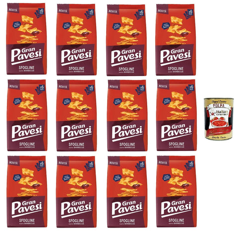 Italian Gourmet E.R. Kekse Gran Pavesi Sfogline Snack croccante di pasta sfoglia al gusto di Barbecue Knuspriger Blätterteig-Snack mit Barbecue-Geschmack 12x 180gr+ Italian Gourmet Polpa di Pomodoro 400g 8032804040014