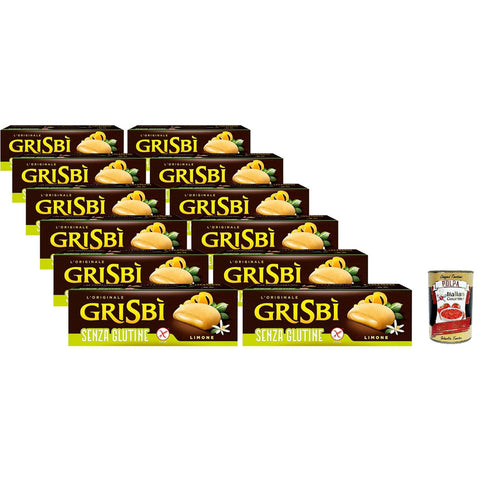 Vicenzi Grisbì Senza Glutine Limone - Glutenfreie Kekse aus Shortcruel - Gebäck, mit Zitronencreme gefüllt, ideal zum Frühstück, Snacks oder Snack, 12 Packungen 1.800 g inkl. Italian Gourmet polpa 400g Original italienisch