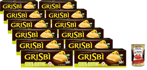 Italian Gourmet E.R. Kekse Grisbì Senza Glutine Limone - Glutenfreie Kekse aus Shortcruel -Gebäck, mit Zitronencreme gefüllt, ideal zum Frühstück, Snacks oder Snack, 12 Packungen, 1.800 g + Italian Gourmet polpa 400g 8032804040014