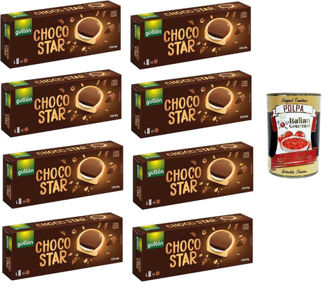 Italian Gourmet E.R. Kekse Gullon Choco Star Keks gefüllt mit Sahne und überzogen mit Milchschokolade 8x 235,8gr + Italian Gourmet polpa 400g 8032804040014