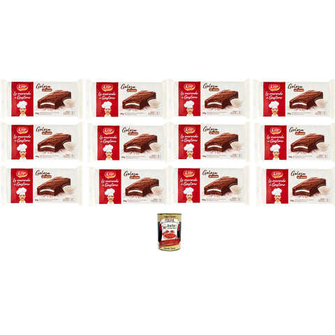 Lago Gastone Golosa al cacao Leckere Kakao Doppelfüllung mit Milch und Kakao 12x195g Original italienisch Kekse