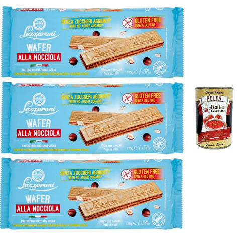 Lazzaroni Wafer alla Nocciola Senza Glutine Glutenfreie Haselnusswaffeln 3x175g Original italienisch Kekse