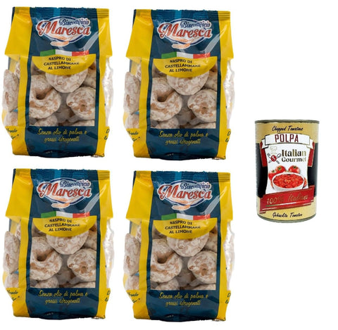 Maresca- Naspro di Castellammare a Limone Zitrone 4x200gr Original italienisch inkl. Italian Gourmet Polpa di Pomodoro 400g