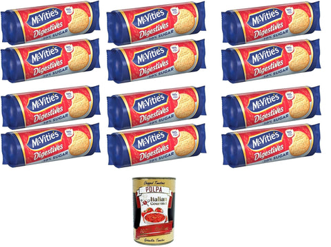 Mc Vitie's Mc-Vitie's Biscotti Digestives Biscotti Meno 30% di Zuccheri Biscotti Digestives Kekse, weniger 30% Zucker, 12 x 300 g Original italienisch inkl. Italian Gourmet Polpa 400g