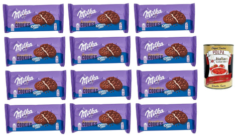 Milka Cookies Sensation Oreo, cookies ripieni di crema Cookies Sensation, Kekse gefüllt mit Oreo - Creme 12x156g inkl. Italian Gourmet Polpa 400 g Original italienisch