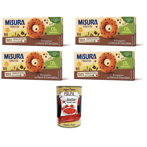 Misura Ciambelline con Gocce di Cioccolato Fibrextra Donuts mit Fibrextra Schokoladenstückchen abmessen 100% 4x230g Original italienisch Kekse