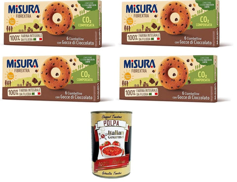 Misura Ciambelline con Gocce di Cioccolato Fibrextra Donuts mit Fibrextra Schokoladenstückchen abmessen 100% 4x230g Original italienisch Kekse