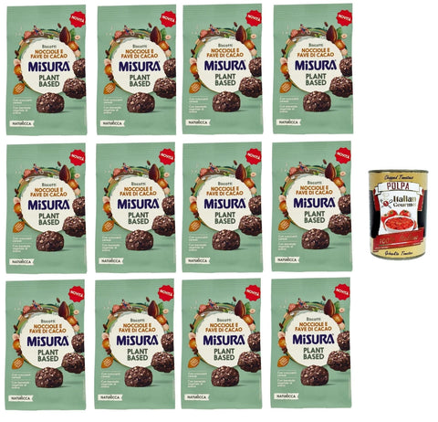 Misura Naturìcca Biscotti Nocciole e Fave di Cacao Plant Based Kekse Haselnüsse und Kakaobohnen auf pflanzlicher Basis 12x260 g Original italienisch inkl. Italian Gourmet Polpa 400g