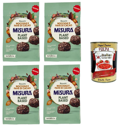Misura Naturìcca Biscotti Nocciole e Fave di Cacao Plant Based Kekse Haselnüsse und Kakaobohnen auf pflanzlicher Basis 4x260 g Original italienisch inkl. Italian Gourmet Polpa 400g