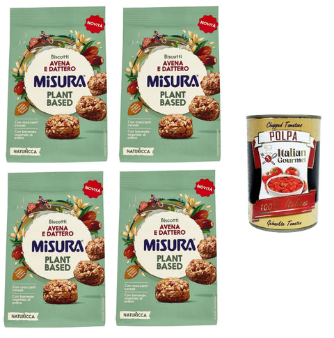 Misura Naturìcca Plant Based biscotti avena e dattero,Naturìcca Plant Based Hafer- und Dattelkekse 4x 260 g Original italienisch inkl. Italian Gourmet Polpa 400g