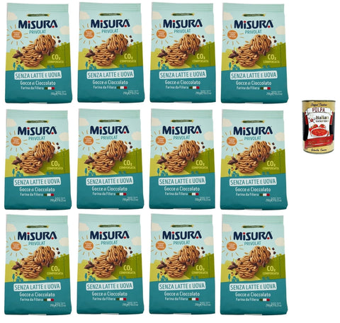 Misura Privolat Biscotti Kekse Ohne Milch und Eier - mit Schokoladenstückchen 12x 290g Original italienisch inkl. Italian Gourmet Polpa 400g