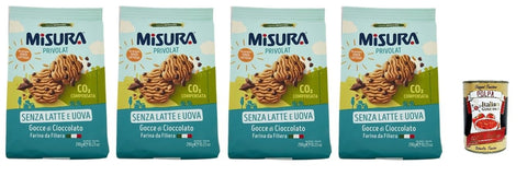 Misura Privolat Biscotti Kekse Ohne Milch und Eier - mit Schokoladenstückchen 4x 290g inkl. Italian Gourmet polpa 400g Original italienisch
