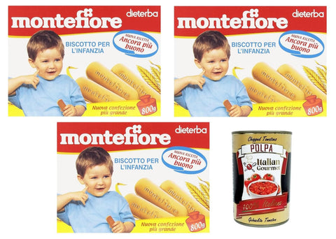 Montefiore Il Biscotto per l'infanzia Der Keks für Kinder 3x800gr Original italienisch inkl. Italian Gourmet Polpa 400g