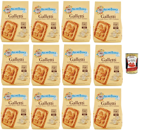 Mulino Bianco Biscotti Galletti Italien kekse biscuits cookies kuchen, Frühstückskekse, Kekse mit frischer Milch 100% 12x 350g inkl. Italian Gourmet polpa 400g Original italienisch