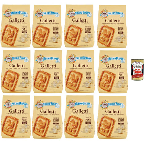 Mulino Bianco Biscotti Galletti Italien kekse biscuits cookies kuchen, Frühstückskekse, Kekse mit frischer Milch 100% 12x 350g inkl. Italian Gourmet polpa 400g Original italienisch