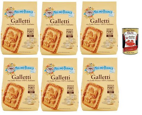 Italian Gourmet E.R. Kekse Mulino Bianco Biscotti Galletti 6x 350g Italien kekse biscuits cookies kuchen, Frühstückskekse, Kekse mit frischer Milch 100% Italienisch + Italian Gourmet polpa 400g 8032804040014