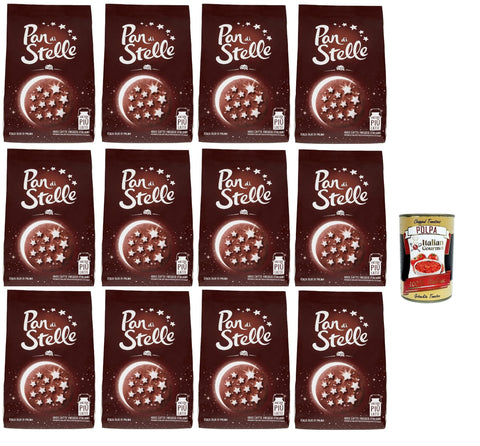 Italian Gourmet E.R. Kekse Mulino Bianco Biscotti Pan di stelle 12x 350g Italien kekse biscuits cookies kuchen, Frühstückskekse, Kakao -Keks Haselnüsse und 100% Frischmilch + Italian Gourmet polpa 400g 8032804040014