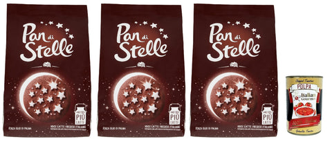 Mulino Bianco Biscotti Pan di stelle 3x 350g Italien kekse biscuits cookies kuchen, Frühstückskekse, Kakao -Keks Haselnüsse und 100% Frischmilch Original italienisch inkl. Italian Gourmet Polpa 400g