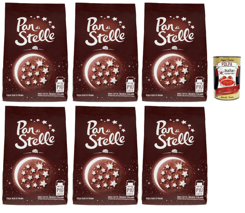 Mulino Bianco Biscotti Pan di stelle 6x 350g Italien kekse biscuits cookies kuchen, Frühstückskekse, Kakao -Keks Haselnüsse und 100% Frischmilch Original italienisch inkl. Italian Gourmet Polpa 400g