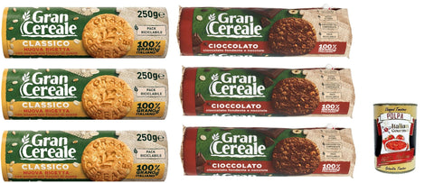 Italian Gourmet E.R. Kekse Mulino Bianco Gran Cereale Classico und schokolade korn getreide kekse Multi Cerealien 6x 250g + Italian Gourmet polpa 400g 8076809540124