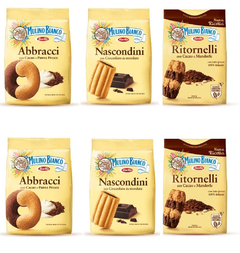 Italian Gourmet E.R. Kekse Mulino Bianco Kekse testpaket Abbracci Nascondini, Ritornelli 4 x 700g 2 x 600g + Italian Gourmet polpa 400g 8076809571999