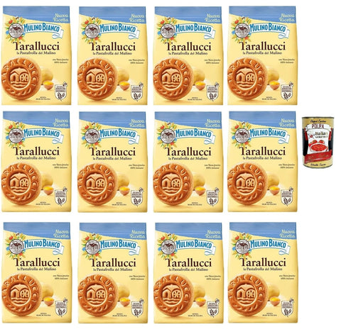 Mulino Bianco Tarallucci - Shortbread-Shortbread-Kekse mit Frischen Eiern - Italienische Kekse Biscuit 12x 350g Original italienisch inkl. Italian Gourmet Polpa 400g