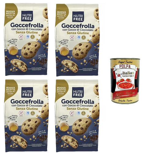 Italian Gourmet E.R. Kekse Nutrifree Goccefrolla con Gocce di Cioccolato mit glutenfreien Schokoladenstückchen 4x 300gr + Italian Gourmet polpa 400g 8032804040014