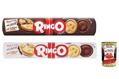 Italian Gourmet E.R. Kekse Pavesi Ringo Kekse kekse mit Vanille und kako 12x 165 g cookies italien biscuits snack + Italian gourmet polpa 400g 8013355000436