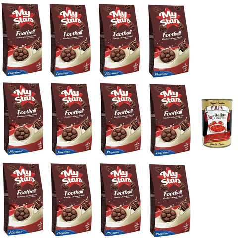 Italian Gourmet E.R. Kekse Playtime Football Biscotti al cacao e cerali Football Kakao- und Müslikekse 12x 275gr + Italian Gourmet polpa 400g 8032804040014