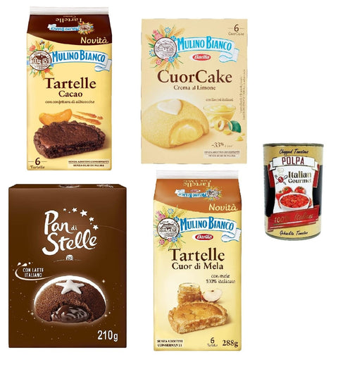 Italian Gourmet E.R. Kekse Testpaket Mulino Bianco kekse Cuorcake Mooncake Tartelle di mele e cacao 4 Stücke kuchen biscuits + Italian gourmet polpa 400g 8076809582971