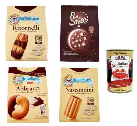 Italian Gourmet E.R. Kekse Testpaket Mulino Bianco Kekse mit Kakao für ein leckeres Frühstück – biscuits cookies 3x 700 g 1x 600g + Italian gourmet polpa 400g 8076809580601