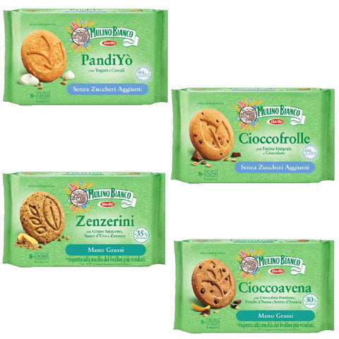 Italian Gourmet E.R. Kekse Testpaket Mulino Bianco Kekse ohne Zuckerzusatz mit Joghurt und Müsli cookies biscuits 4x 200g + Italian gourmet polpa 400g 8076809577557