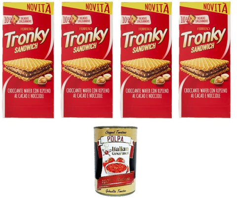 Italian Gourmet E.R. Kekse Tronky Sandwich Crispy Wafer mit Kakao- und Haselnussfüllung 4x220gr +Italian Gourmet polpa 400g 8032804040014