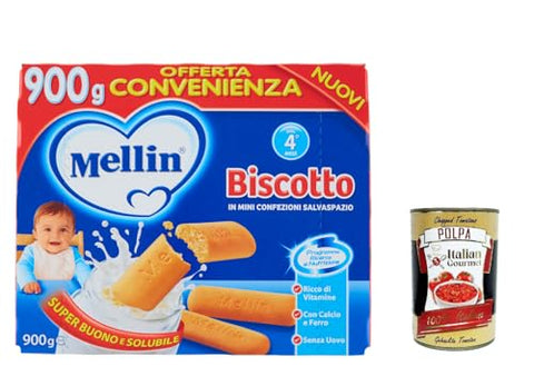 Mellin Biscotto Classico, 900g 3x Original italienisch inkl. Italian Gourmet Polpa 400g