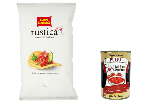 San Carlo Rustica Chips Patatine Kartoffelchips gesalzen 300g Kartoffel chips 3x Original italienisch inkl. Italian Gourmet Polpa 400g