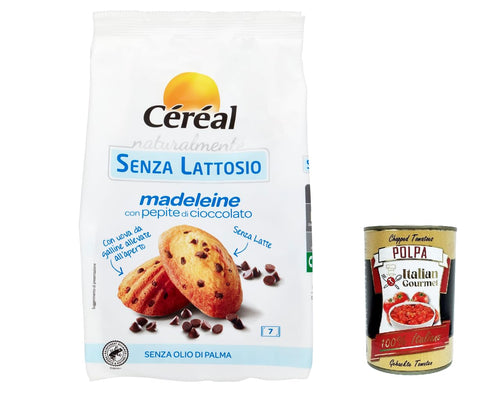 Italian Gourmet E.R. Kekse, Zwieback & Chips 6x Céréal Madeleine, Snacks mit Schokoladenpfeffer, Laktose -frei, Palmöl ohne 210 g + Italian Gourmet polpa 400g 3175681239111
