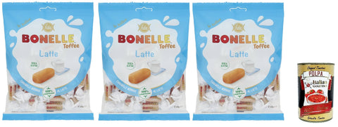 Fida Bonelle Toffee Latte Caramella Morbida, Toffee Soft Candy 3x 150 g inkl. Italian Gourmet polpa 400g Original italienisch