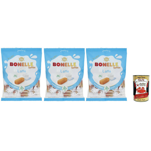 Fida Bonelle Toffee Latte Caramella Morbida, Toffee Soft Candy 3x 150 g inkl. Italian Gourmet polpa 400g Original italienisch