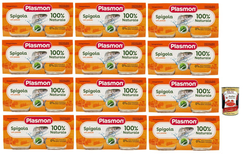 Italian Gourmet E.R. Kekse, Zwieback & Chips Plasmon Pesce Spigola con Patate, 12x (2x 80g) , Mit ausgewählten Zutaten, 100% natürlich, Ohne Stärken und Salz hinzugefügt + Italian Gourmet polpa 400g 8032804040014