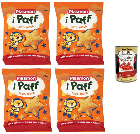 Italian Gourmet E.R. Kekse, Zwieback & Chips Plasmon snack Ceci e Zucca 4x 15g + Italian Gourmet polpa 400g 8032804040014