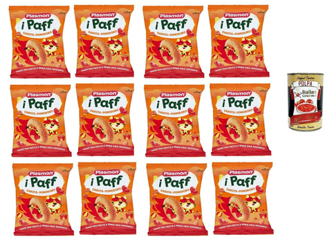 Italian Gourmet E.R. Kekse, Zwieback & Chips Plasmon snack Pomodoro e Carota 12x 15g + Italian Gourmet polpa 400g 8032804040014